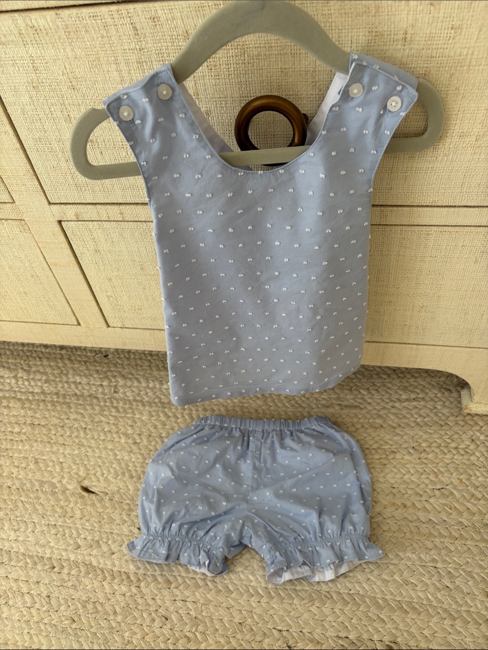 TBBC Bettye blue white bloomer set, 12-18M